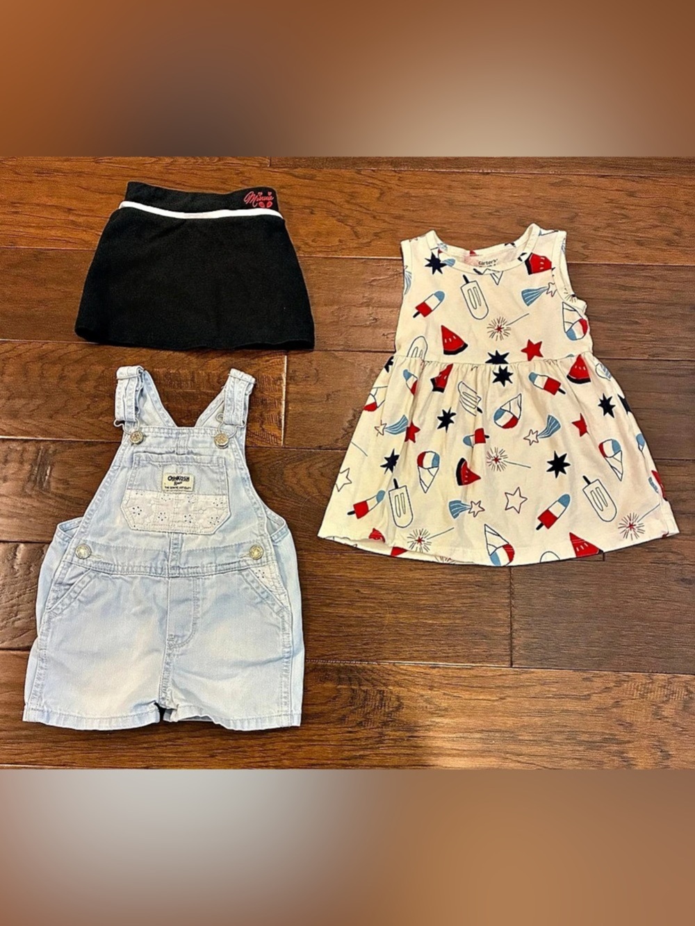 2T - 3 In Lot - GIRLS - VTG OshKosh B’gosh Bib Overalls, Disney & Carter’s 2T